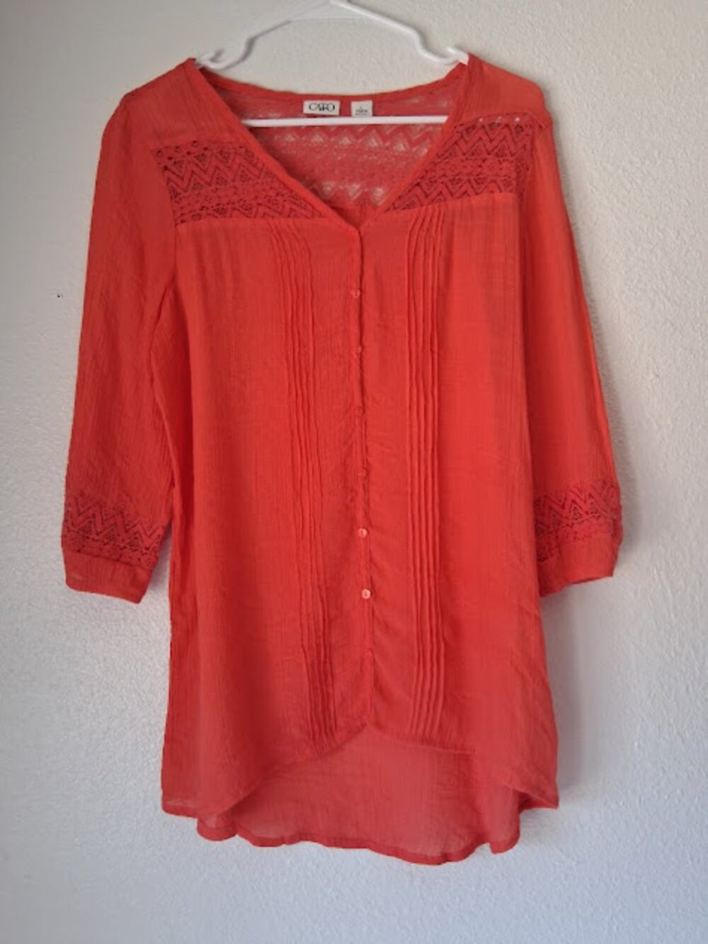 Cato women's size L coral tunic blouse